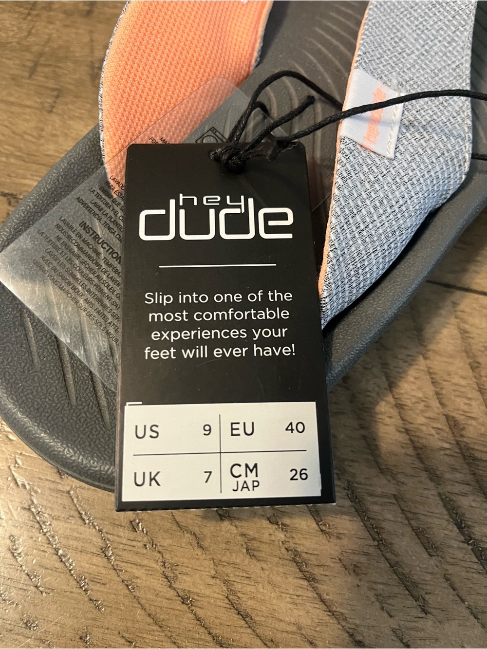 Hey Dude Women's Gray Flip Flop Sandals with Coral Straps - Picture 4 of 5
